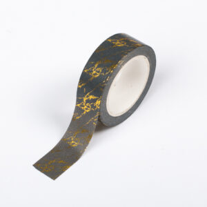 15mm x 10m ANTHRACITE & GOLD MARBLE washi tape for crafts & home decor (CYW0409)
