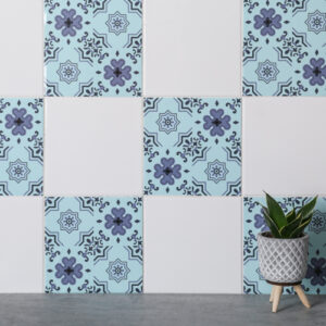 15cm x 15cm GLOSSY ALFI AQUA & GREY tile stickers for decor (CYW15F503)