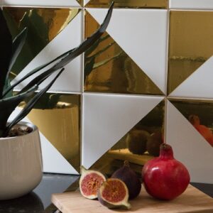15cm x 15cm GLOSSY GOLD tile stickers for decor (CYW2GLD)
