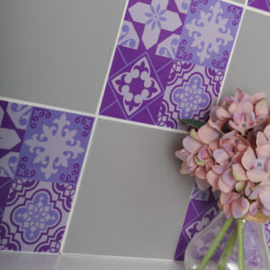 15cm x 15cm GLOSSY MORRIS PURPLE tile stickers for decor (CYW15FS500)