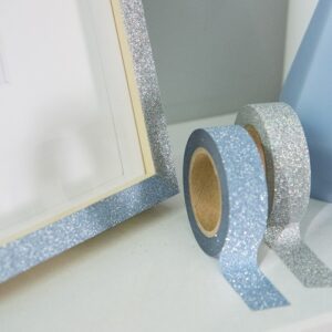 15mm x 5m GLITTER BLUE washi tape for crafts & home decor (CYW0584)