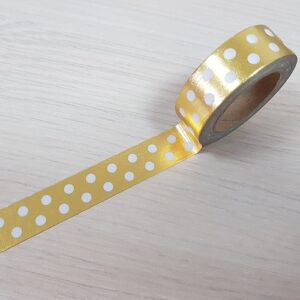 15mm x 10m SPOTS GOLD & WHITE washi tape for crafts & home decor (CYW0237)