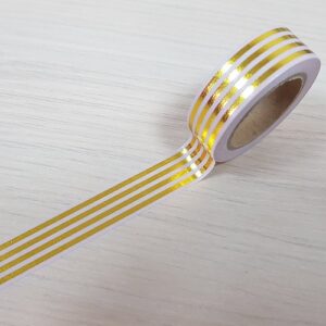 15mm x 10m STRIPES GOLD washi tape for crafts & home decor (CYW0902)