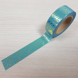 15mm x 10m GEO LINES TURQUOISE & GOLD washi tape for crafts & home decor (CYW0114)