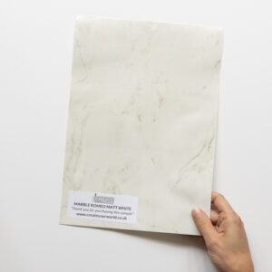 Sticky Back Plastic Stone Marble Tiles Sample - ROMEO MATT WHITE